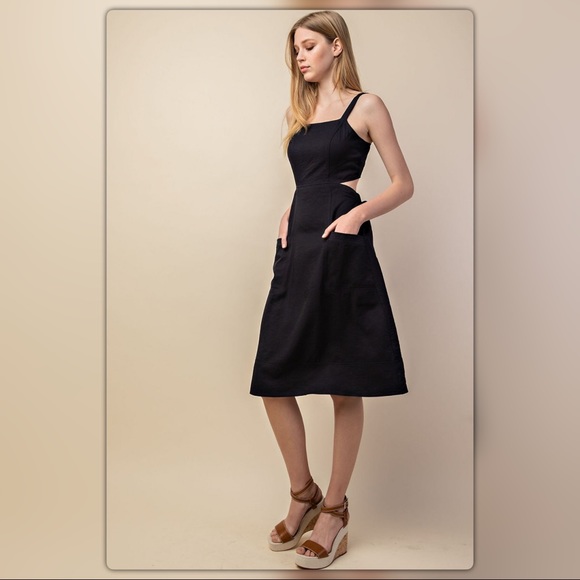 Navy Blue Cut Out Back Dress - Picture 6 of 7